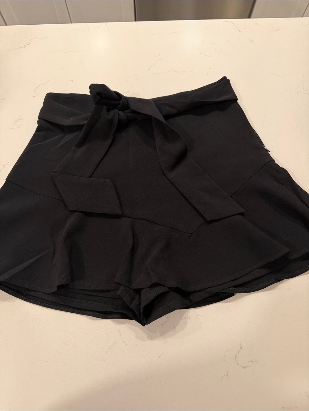Zara Black High-Waist Tie-Front Ruffle Skort